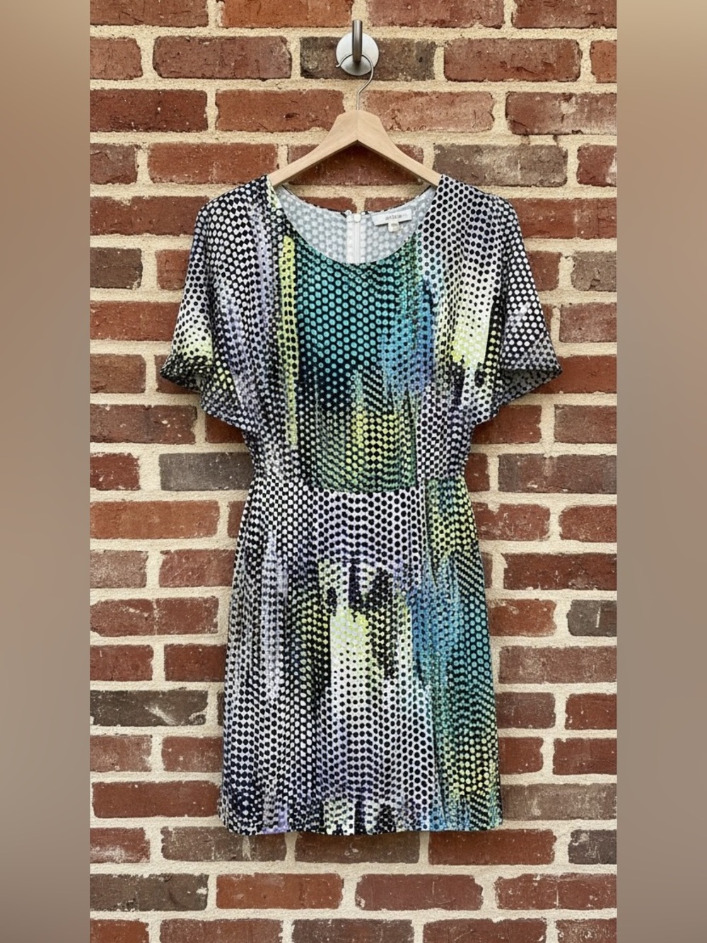 Ripe Blurred Polka Dot Open Back Stretchy Mini Dress Size M
